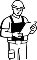 A drawing style icon showing construction engineer vector