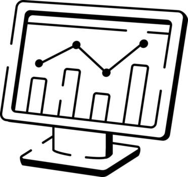 A doodle style icon showing data analysis vector