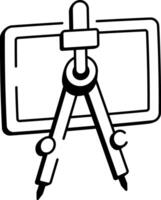 A hand drawn style icon depicting drawing compass vector