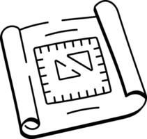A doodle style icon showing blueprint vector