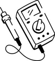 A doodle style icon showing voltage detector vector