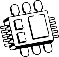 A sketchy style icon representing electronic chip vector