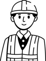 A drawing style icon showing factory worker vector