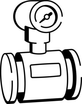 A drawing style icon showing flow meter vector