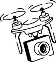 A doodle style icon showing drone camera vector