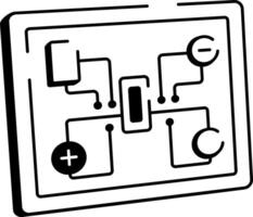 A hand drawn style icon depicting electric circuit vector
