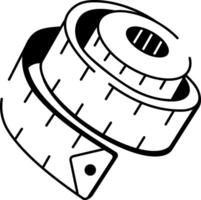 A doodle style icon showing measuring tape vector