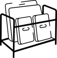 A doodle style icon showing file rack vector