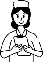 A drawing style icon showing pediatric nurse vector