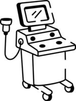 A hand drawn style icon showing ultrasound machine vector