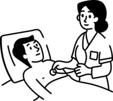 A hand drawn style icon showing patient checkup vector