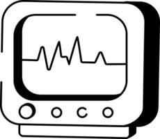 A hand drawn style icon showing heart monitor vector