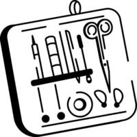 A doodle style icon showing suture kit vector