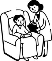 A hand drawn style icon showing elderly care vector