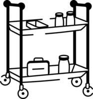 A hand drawn style icon showing hospital trolley vector