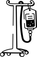 A hand drawn style icon showing iv stand vector