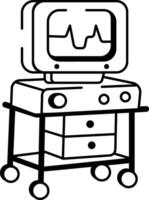 A sketchy style icon showing ecg machine vector