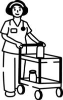 A sketchy style icon showing medical cart vector