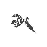 black logo tattoo machine retro minimalist concept template symbol tattoo studio design vector