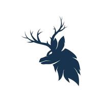 deer logo design deer hunter black of minimalist animal product brand template vector