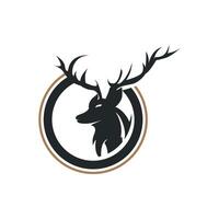 deer logo design deer hunter black illustration minimalist animal product brand template vector