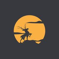 deer logo deer hunter black of simple minimalist animal product brand template vector