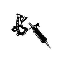 black logo tattoo machine with vintage old retro minimalist concept template symbol tattoo studio design vector