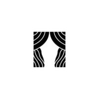 decoration simple minimalist curtain logo concept, window decoration template illustration for business brand vector
