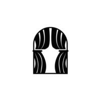 design minimalist curtain logo concept, window decoration template illustration for business brand vector