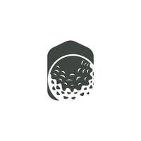 golf logo design sport simple design of ball and golf stick minimalist black silhouette as symbol illustration template branch vector