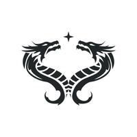 mystical animal legend design dragon logo silhouette and vintage retro ancient design vector