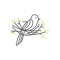 modern design bird nest logo shelter, flying animal template illustration symbol branding product brand vector