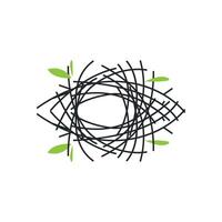 modern bird nest logo, line concept shelter, flying animal template illustration symbol branding product brand vector