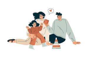 Young Man and Woman Play with Their Daughter Illustration vector