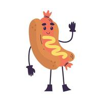 Cute Hot Dog Product with Smiling Face and Legs Illustration vector