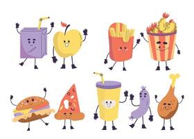 Cute Product in Love with Each Other Smiling Illustration Set vector