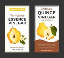 Quince Fruit Vinegar Label Design with Ripe Crop Template vector