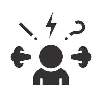 angry and bad mood client, negative thinking icon, customer negative behavior, attention flat illustration vector