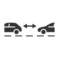 car security, road safety, distance between cars icon, flat illustration vector
