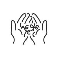 hair bunch icon, loss hairs in hands, problem simple symbol, illustration vector