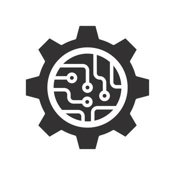 microchip technology, circuit board in the gear icon, microchip technology, tech logo, hardware engineering, flat illustration vector