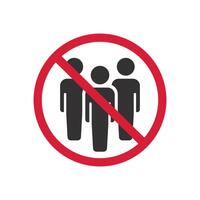 no crowd, group people forbidden icon, flat symbol on white background vector