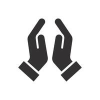 praying hands, pray icon, religion concept, flat symbol on white background vector