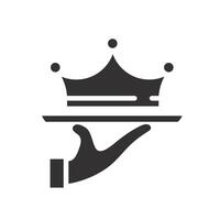 premium class offer, exclusive service icon, vip privilege, crown on a tray, flat illustration vector