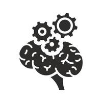 creative think, brain with gear icon, concept correct brain function, mind health, flat illustration vector