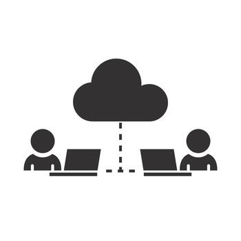 communication global cloud access, remote work icon, collaboration anywhere, employee distant teamwork, flat illustration vector