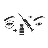 cosmetology against skin aging, facial filler injection icon, dose, fat under old eye, treatment dark circles, flat illustration vector