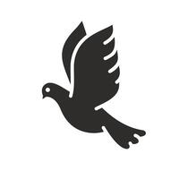 flying pigeon, dove icon, creative think, freedom and peace concept, christmas bird, flat illustration eps10 vector