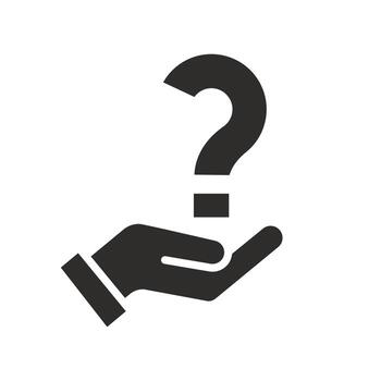 faq support, holding hand question mark icon, puzzled or uncertainty bubble, doubt ask, frequently information advice, flat illustration vector