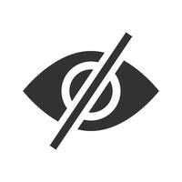 invisible view, hidden eye icon, forbidden see, flat illustration vector